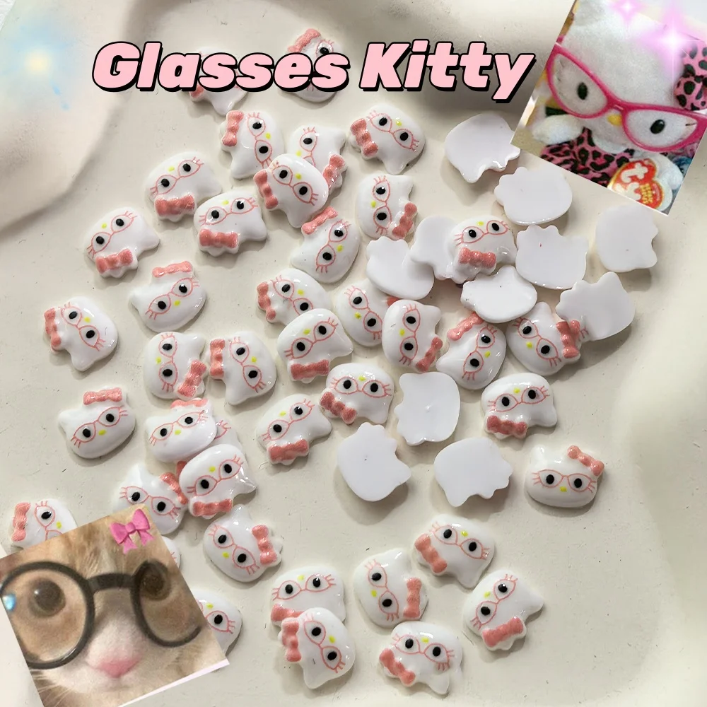 

50 шт. очки в виде Hello Kitty 3D подвески для дизайна ногтей Kawaii мультфильм Hello Kitty подвеска из смолы Y2k украшения для маникюра аксессуары