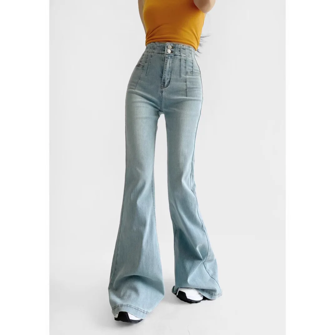 

Retro blue hip-lifting jeans women's high-waisted slim-fitting pants casual pants