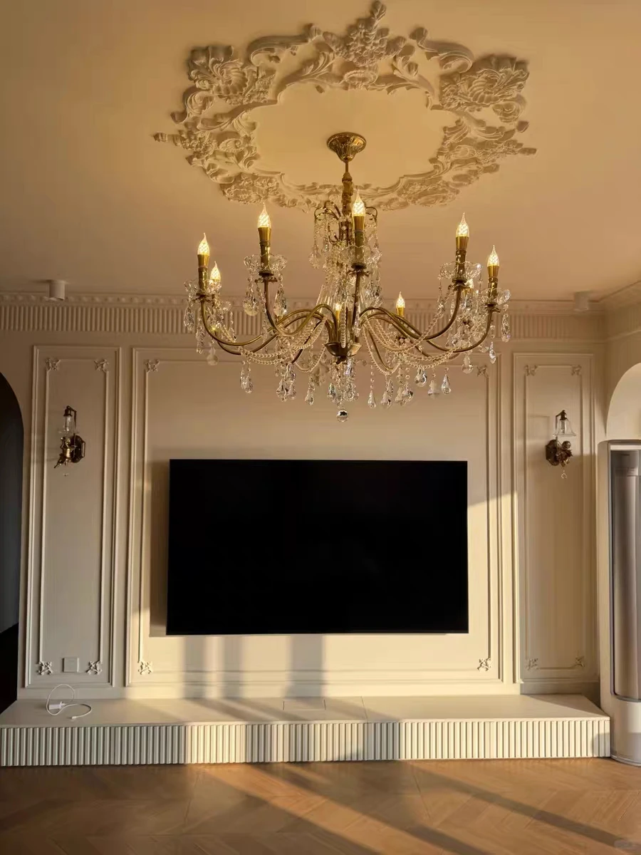 ثريا لؤلؤية كريستالية فرنسية، فيلا على الطراز الأوروبي الأمريكي، غرفة المعيشة، غرفة الطعام، تركيبات إضاءة غرفة النوم #4