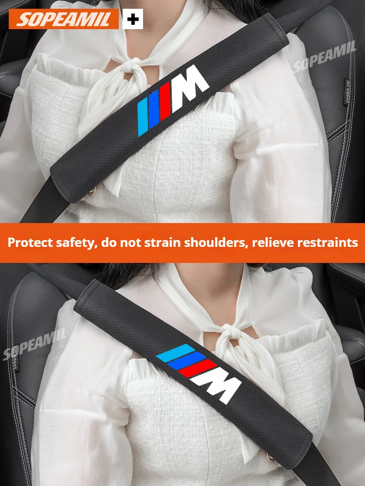 Car Suede Safety Belt Shoulder Pad Cover For BMW M Power M2 M3 M4 M5 X1 X3 X5 X7 E39 E46 E60 E65 E90 E91 F01 F10 F20 F30 G05
