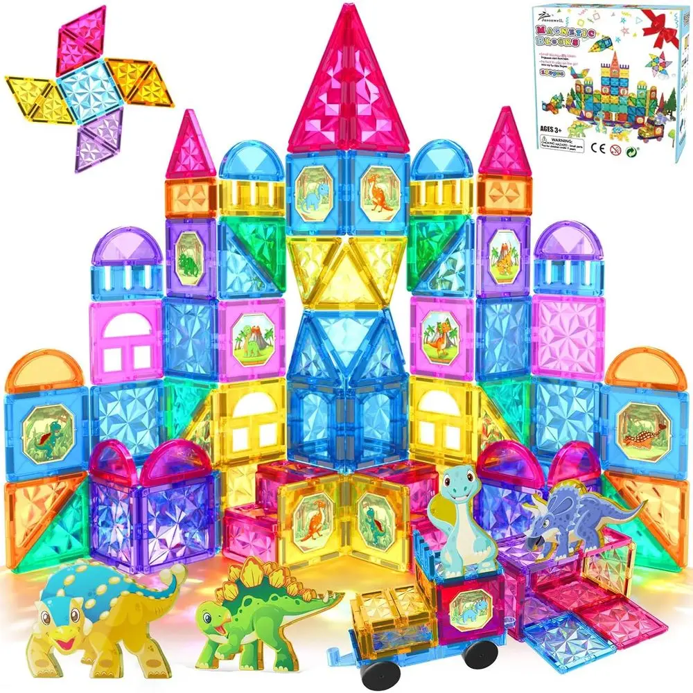 

110-Piece Magnetic Building Blocks Set: Educational STEM Toys for Kids Ages 3-9, Ideal Gift for Toddlers & Preschoolers