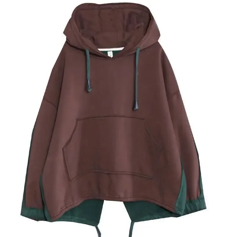 Oversized hoodies herfst winter trendy trui met capuchon mode patchwork losse hoodie casual pluche dikkere jassen met capuchon