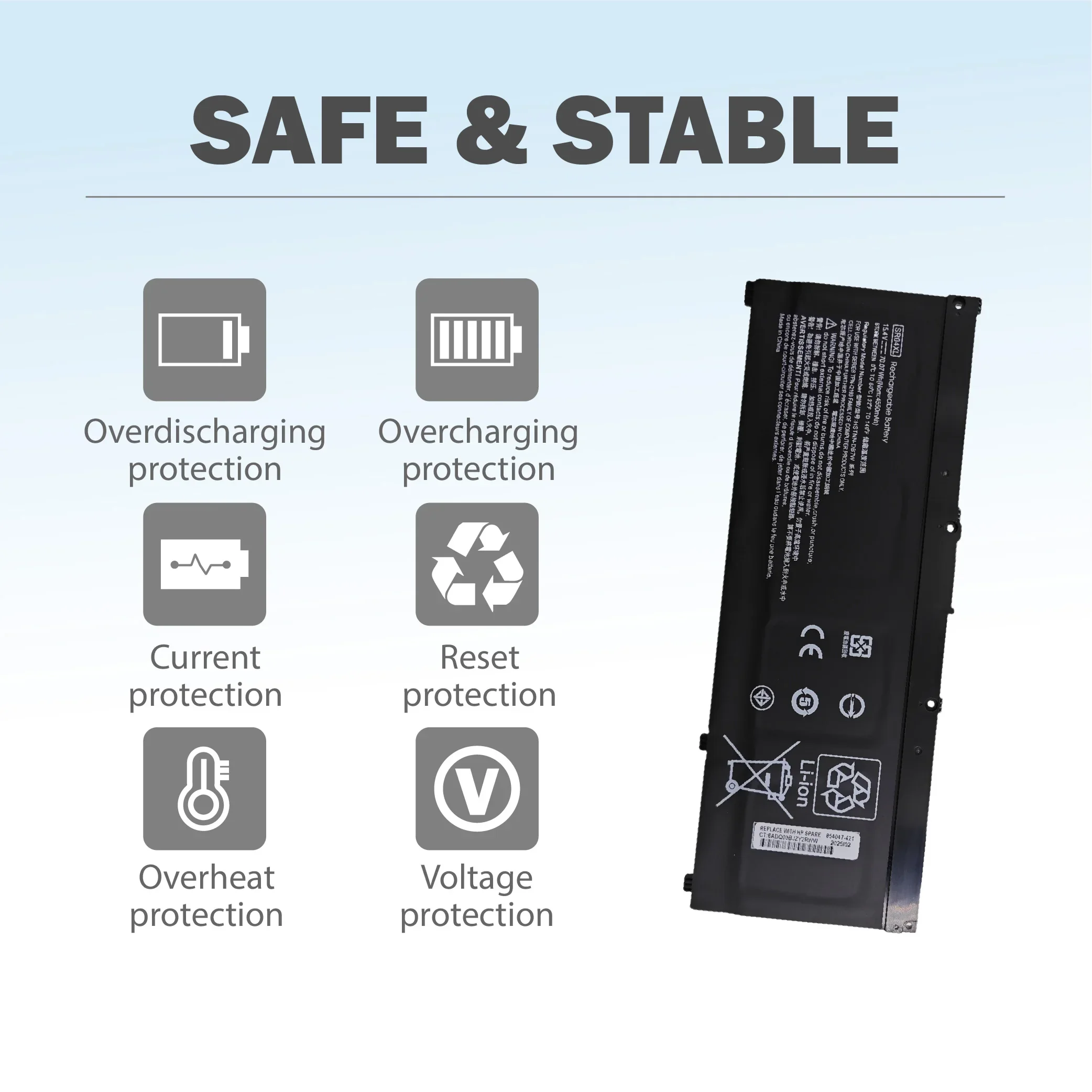 Baterai Laptop SR04XL 15.4V 70.07WH untuk HP Light Dark Elf 3/4/5TPN-Q211 Q193 Q194 C133