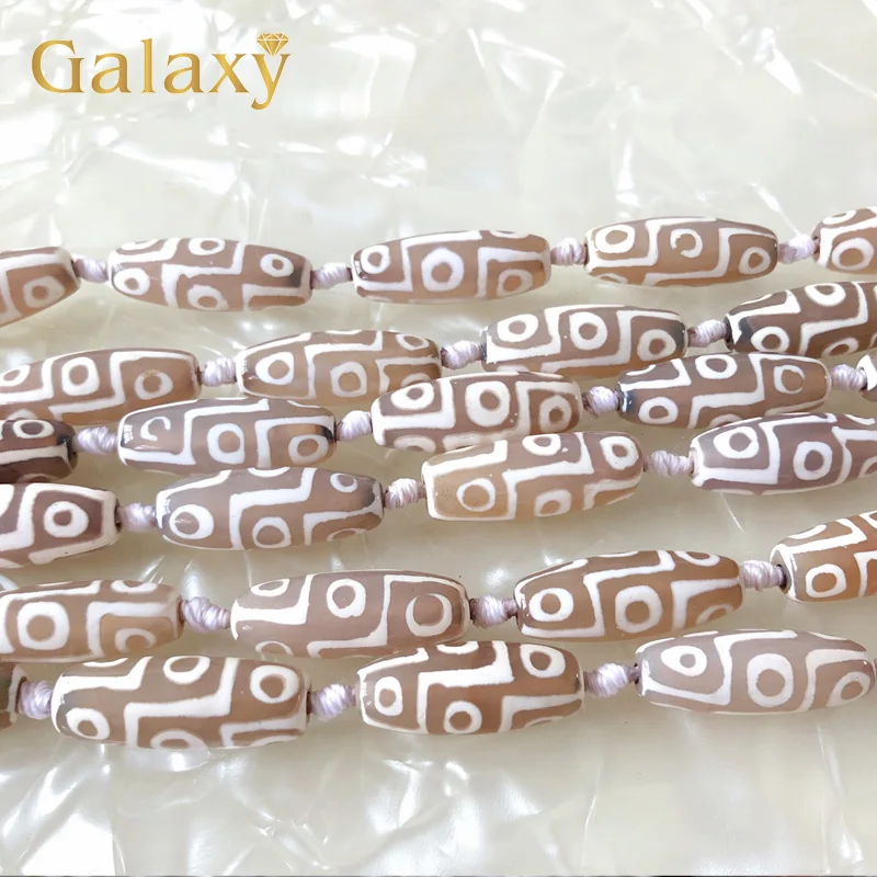 10pcs Natural Agate 10x30mm Many patterns White Tibet Dzi Agate Lucky Symbol Powerful Amulet For DIY Jewelry Making Accessories