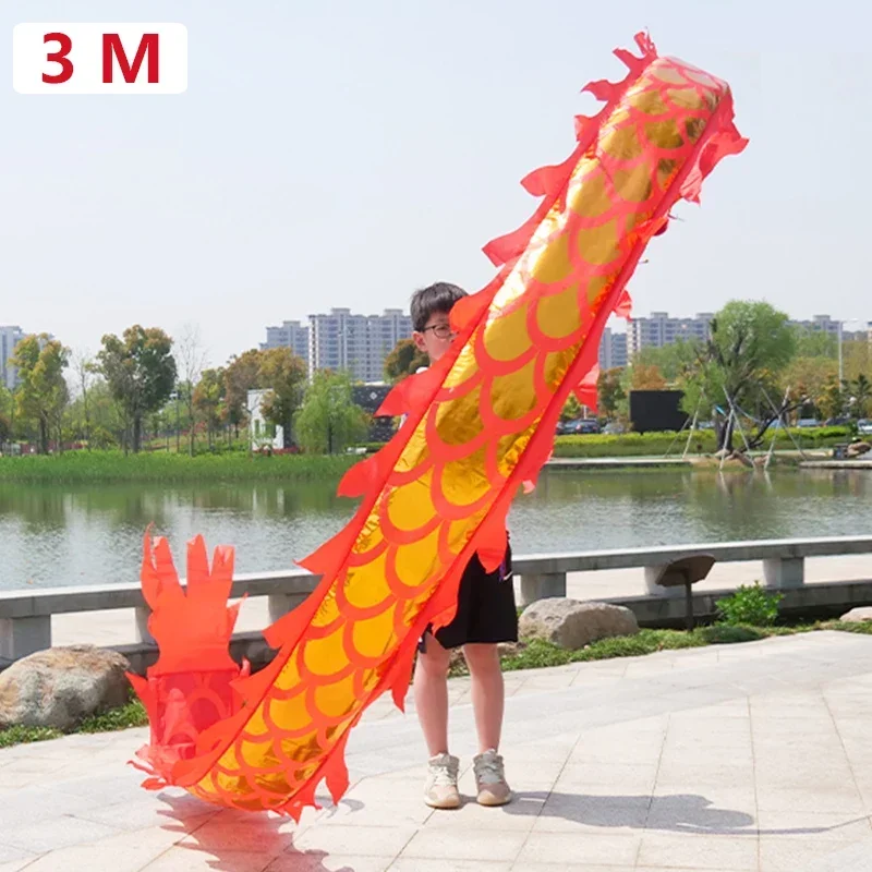 3M Festival Bronzing Dance Dragon Props for Children Fitness Dragon Toy Gifts New Year Traditional Performance National Dance