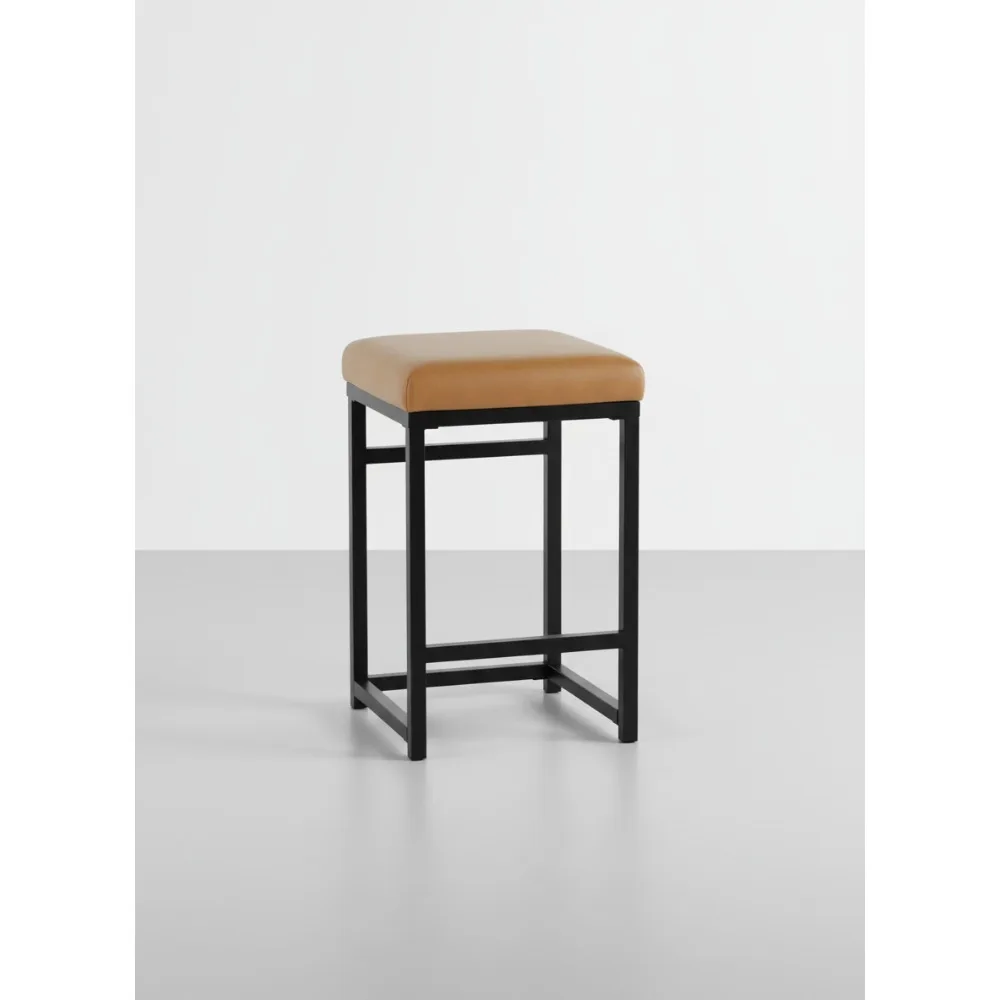 Modern 24-Inch Backless Counter Stool | Metal Frame Bar Stools | Faux Leather Kitchen Island Seating for Home Decor
