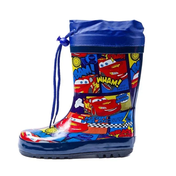 Botas de coches de dibujos animados de Disney para niños, Botas de lluvia para estudiantes, zapatos de moda para niños, zapatos cortos antideslizantes