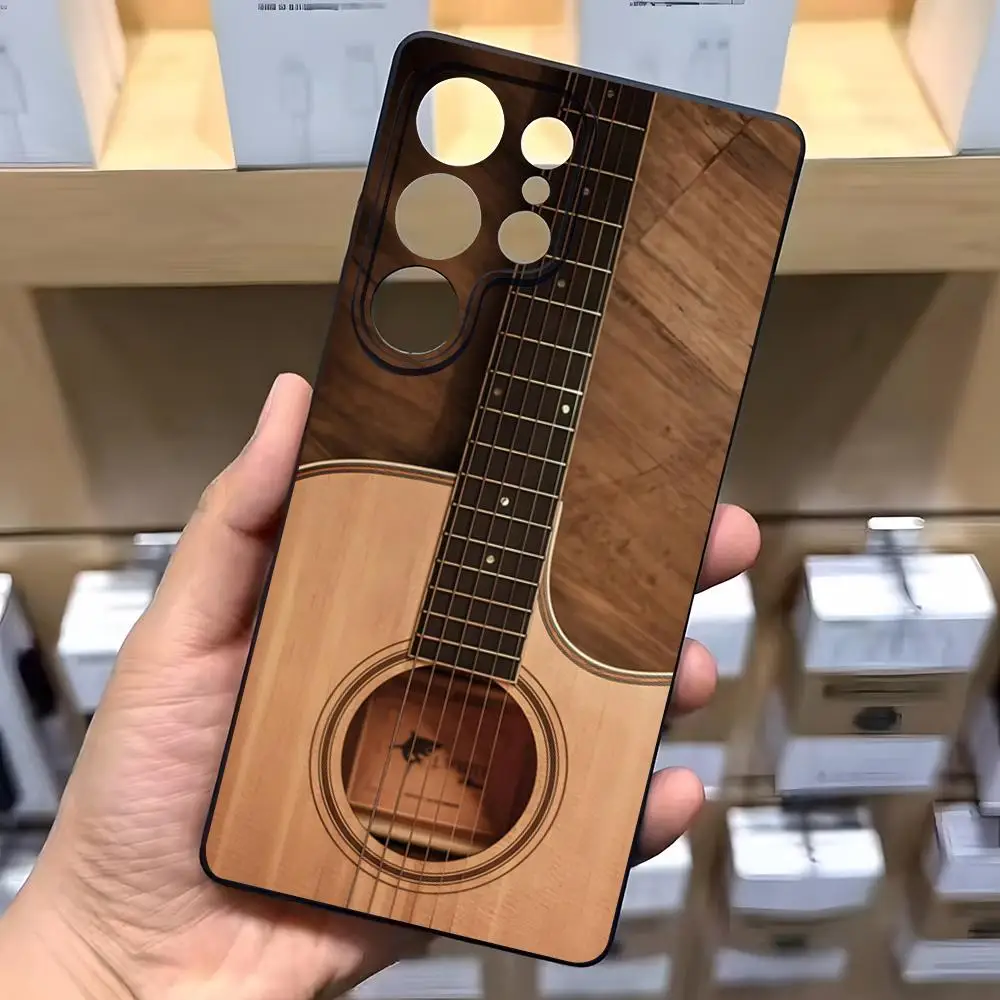Classic Music Guitar Phone Case For Samsung S26 S25 S24 FE S23 S22 S21 Plus S20 Ultra Note20Ultra Black Soft Shell