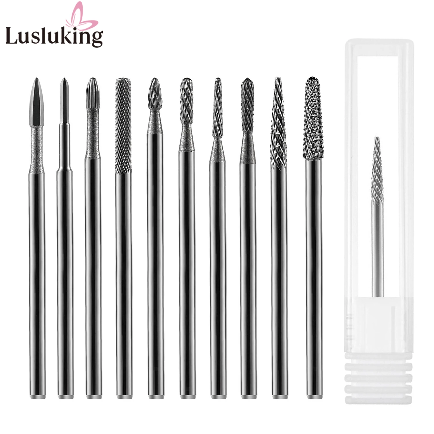 10 Style Tungsten Carbide Nail Drill Bits Nails Electric Files Tools Fine Grinding Bar Milling Cutter for Manicure Pro Efile