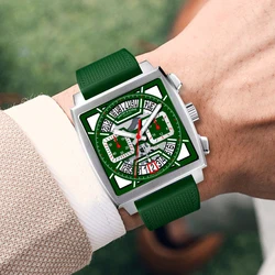 2023 New High Quality Specht Sohne Brand Men's Watch Japan VK63 Chronograph Movt Green Color Luminous Skeleton Sports Wristwatch