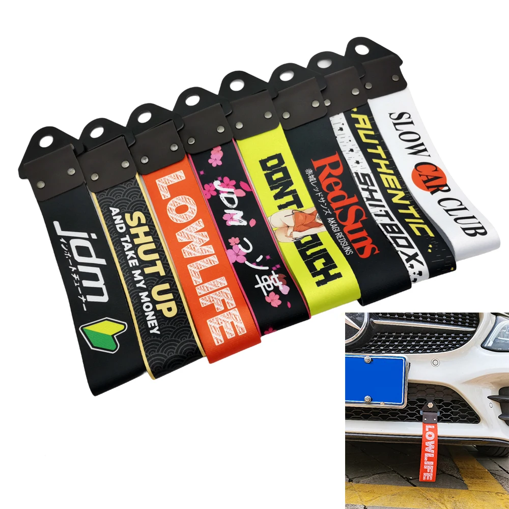 Image of JDM Racing Culture Autoanhänger Abschleppgurt Abschleppseil Abschleppband Anhängerkupplungsgurt FÜR Red Sun Zubehör