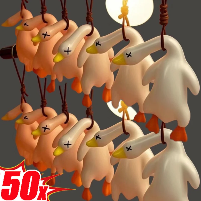 Color Changing Roasted Duck Pendants UV Photochromic Simulation Duck Cars Pendants Sunlight Rearview Mirror Hanging Decoration