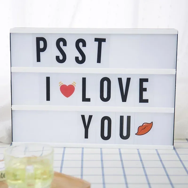 A4 LED Letter Light กล่องตัวอักษร DIY Creative Night ไฟแบตเตอรี่ Lightbox