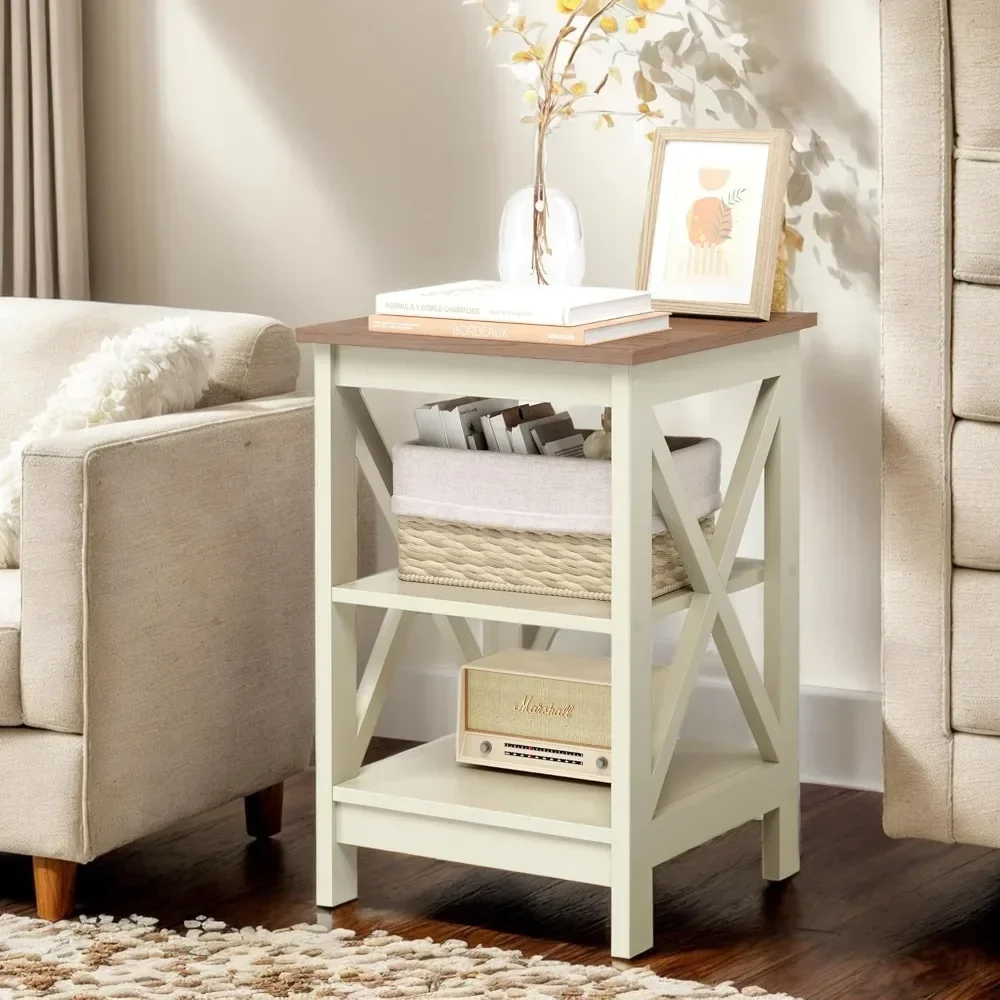 

Coffee Tables Living Room Set of 2, Farmhouse Small Side Table 3-Tier Modern Coffee Tables For