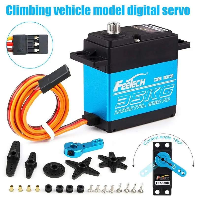 

Feetech FT5330M 35KG Digital Servo RC Steel Gear 180 Degree 25T Metal Arm 7.4V Robot RC Servo Motor for RC Drift Car Helicopter