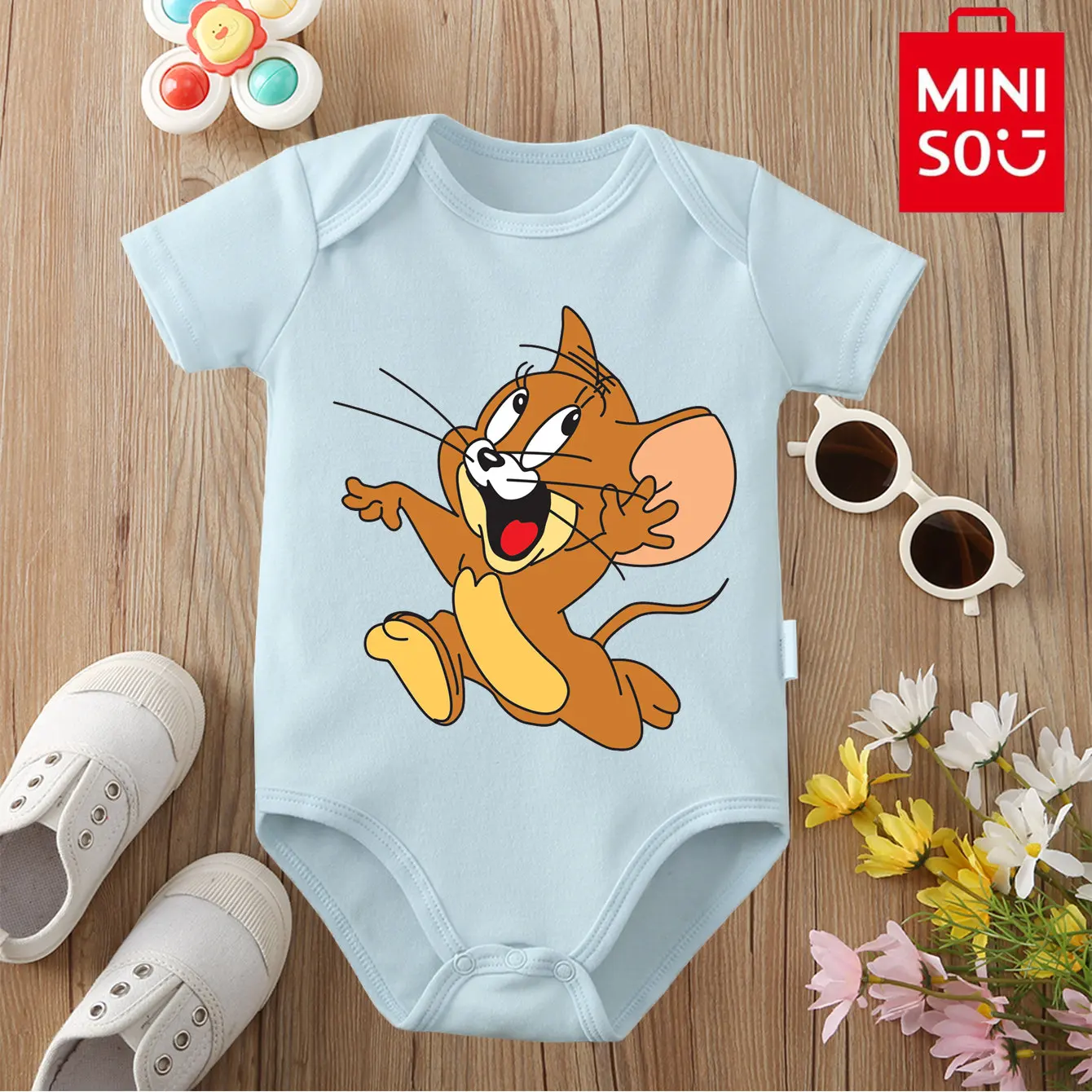 

MINISO Running Jerry 100% Cotton Bodysuit Soft Baby Cloths Best Gift for Baby Onesie Jumpsuit for 0 To 12 Months Cute Newborn