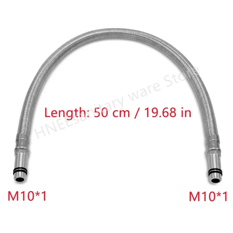40/50/56/60cm M10*1 Faucet Hose 304 Stainless Steel Braided Tube Faucet Replacement Hose Kitchen Sink Flexible Cold Water Hose