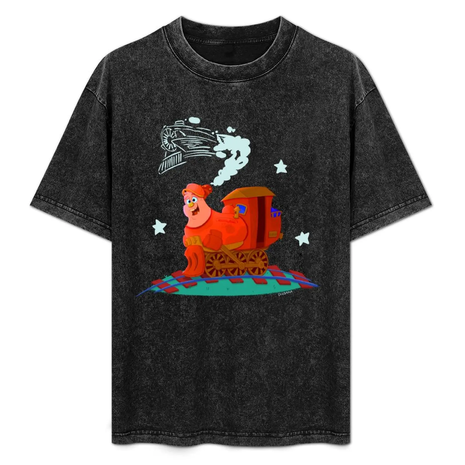 

Steam Train T-Shirt Basic Casual Short Sleeve Cotton Shirt