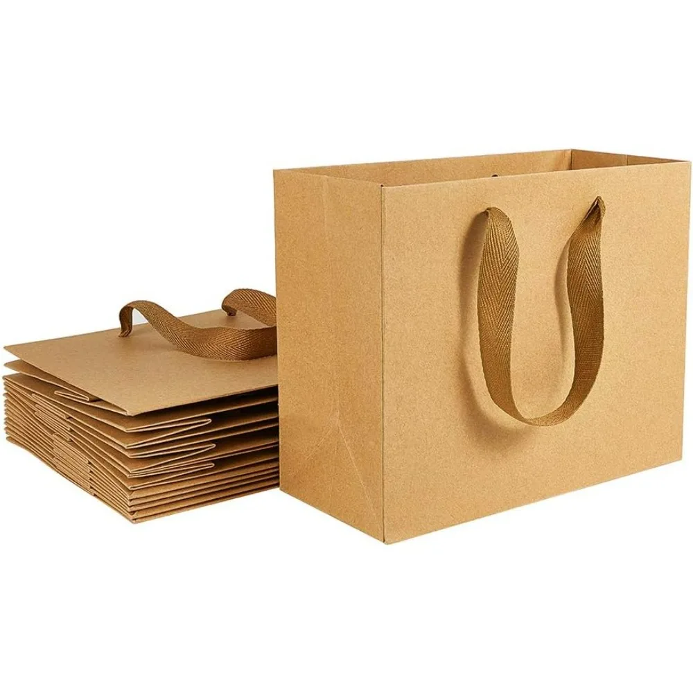 10 Pack Kraft Paper Shopping Bags 7 x 8.6 x 4.3