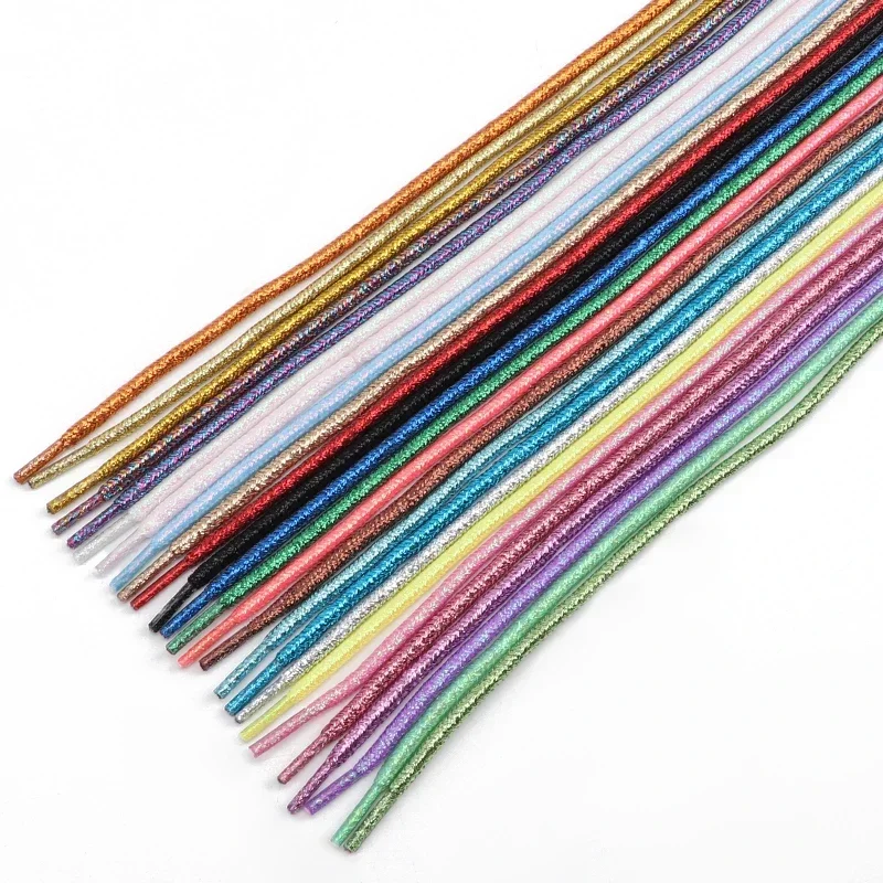 Glitter Colorful Shoelaces Round Shoelace Trendy Bright Sneakers Laces Sports Shoestring Leather Shoes Laces 1Pair