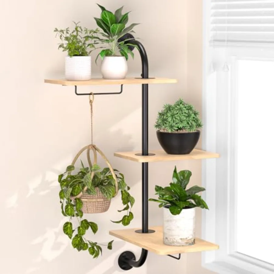 

YUOROS Window Plant Shelves 3-Tier Rotating Plant Shelf Stand Indoor Metal Wall Plant Holder