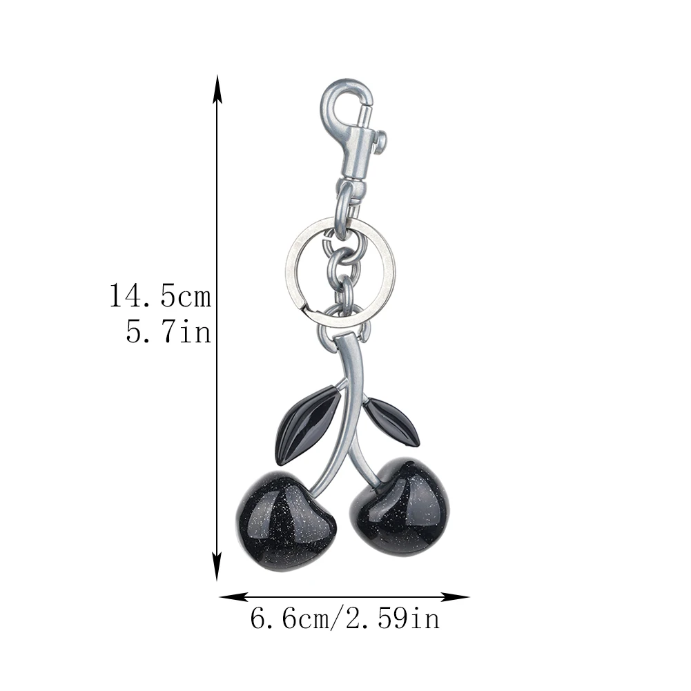 Black Cherry Pendant Keychain Charm for Women's Handbag Exquisite Internet-famous Crystal Cherry Bag High-Grade Accessories