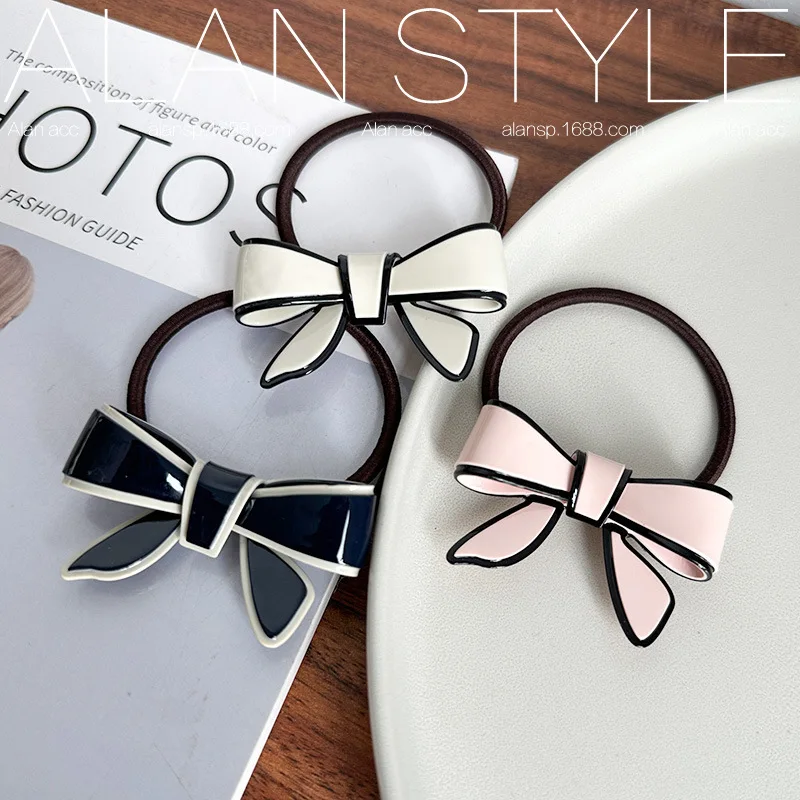 Korean Fashion Kawaii Acetate Bowknot Hairties for Girls Cute Elastic Rubber Bands for Children Hair Accessories