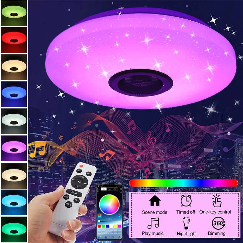 

33CM светодиодный верхний свет с дистанционным управлением RGB Bluetooth Music LED верхний свет спальня гостиная