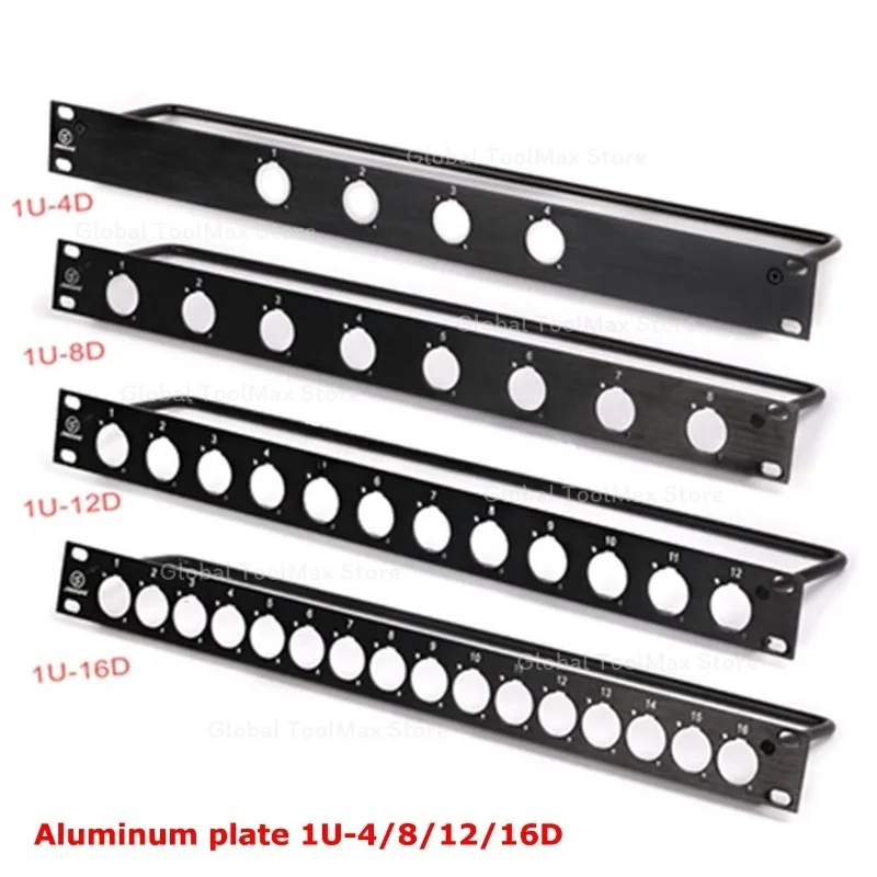1U Rack Mount Audio Patch Panel 4/8/12/16 Channels Flight Case Bracket for XLR Male Female and SpeakOn Audio Connector Plugs