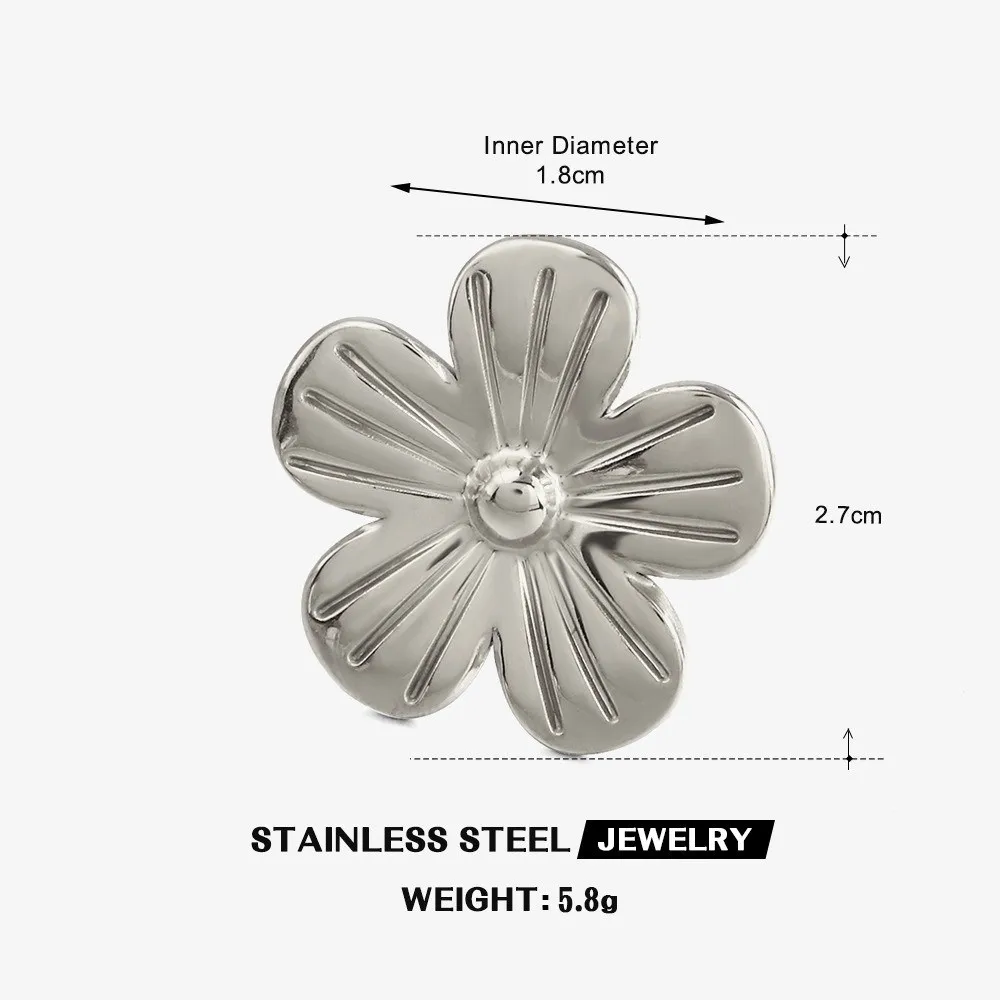

Elegant Adjustable Open Rings Stainless Steel Gold Color Flower Rings Jewelry Gifts Women's Rings Women
