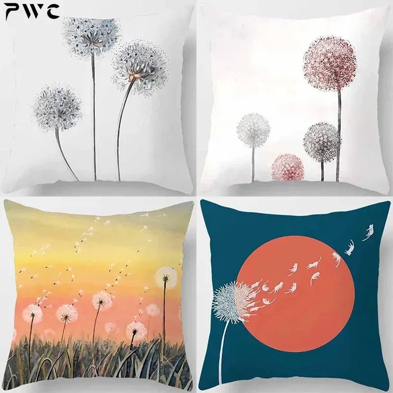 

45x45cm dandelion print square pillow cover Car sofa Seat cushion Room aesthetic Bedroom Home decor embrace pillowcase