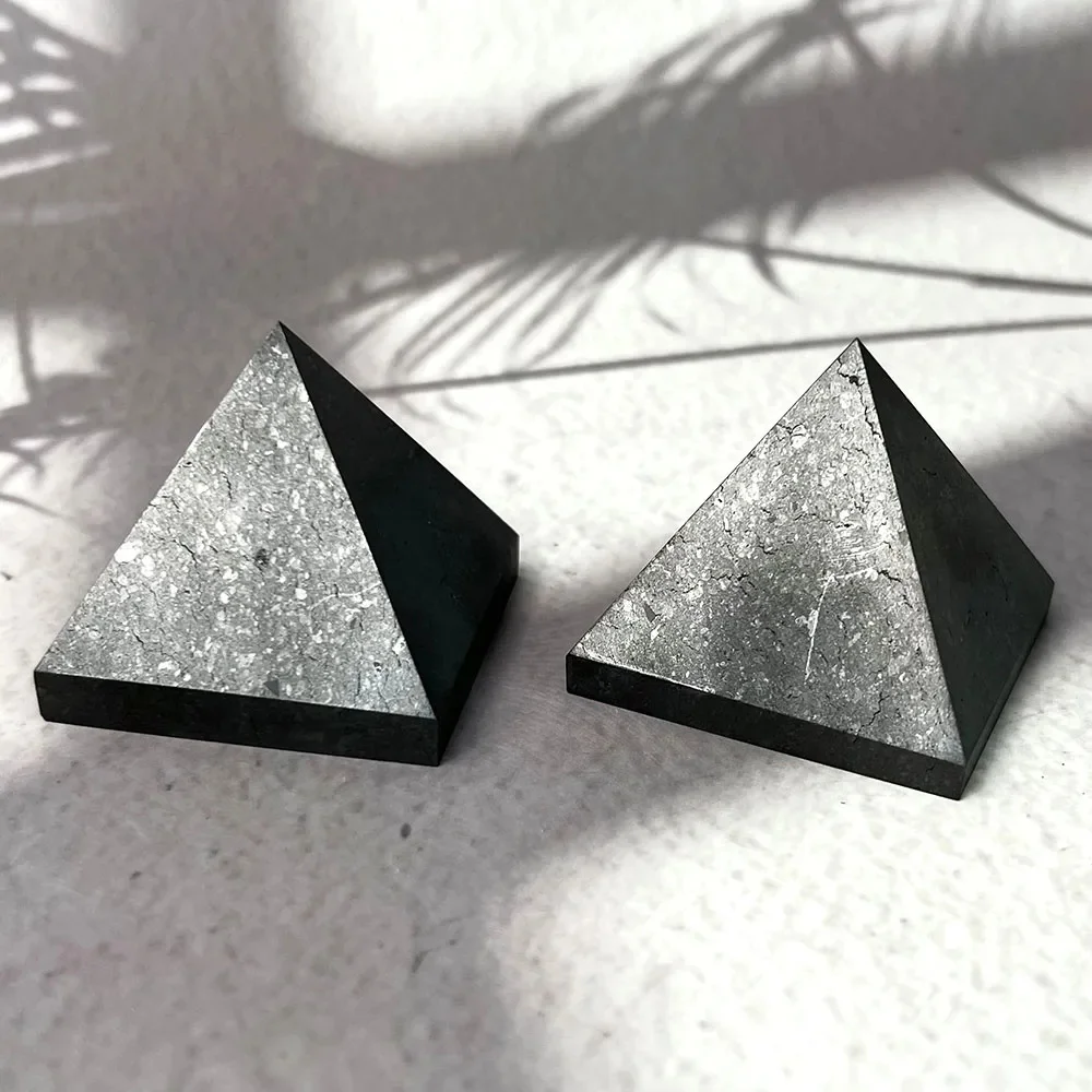 Natural Crystal Shungite Pyramid Polishing Reiki Magic Energy Tower Point Home Decoration Healing Gemstone Desk Ornament