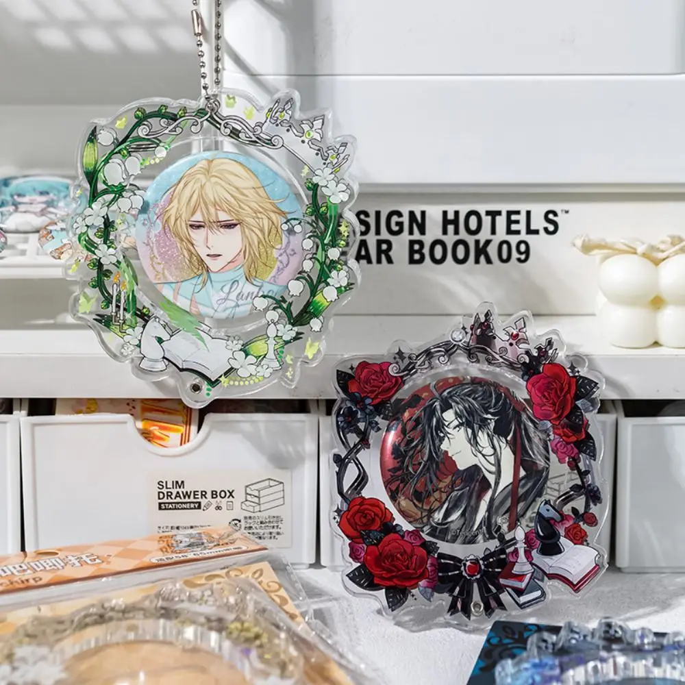 

Badge Protector Anime Badge Holder Creative Clear Acrylic Badge Flower with Chain Transparent Pins Display Base