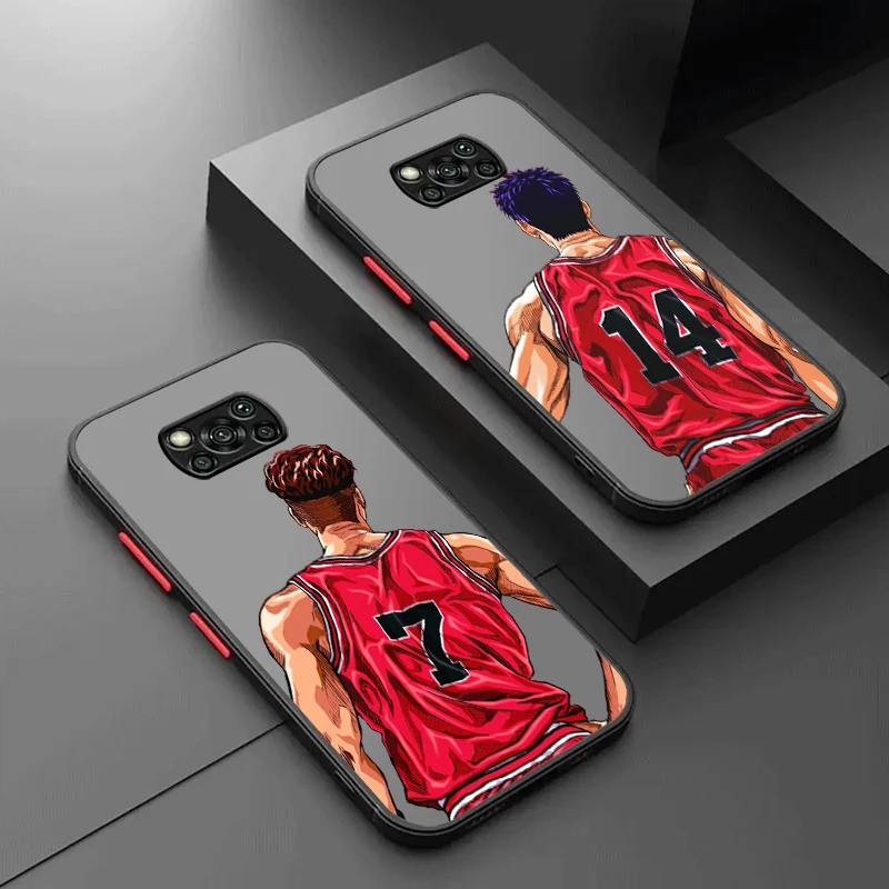 

S-Slam Dunk Cute Back Shadow Frosted Translucent For Xiaomi Mi Poco X5 X4 X3 M6 M5S M5 M4 M3 F5 F4 F3 GT Pro 5G TPU Phone Case