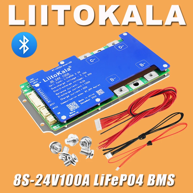 LiitoKala الذكية واي فاي BMS 100A Lifepo4 4S 12V 8S 24V 16S 48V 100A بلوتوث نظام العاكس الشمسي LFP تخزين الطاقة BT EV RV