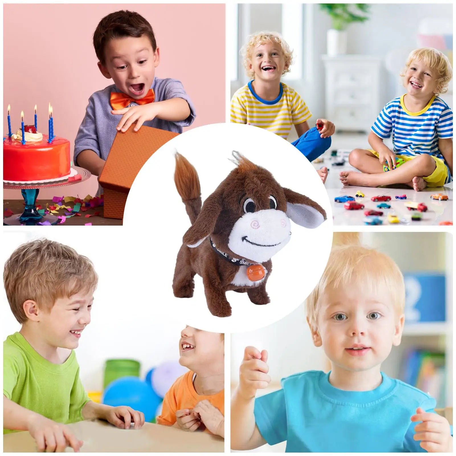 Simulazione di asino elettrico in peluche elettrico Altalena da passeggio Casa da gioco elettronica per animali domestici Bambola Decorazione elettrica interattiva realistica