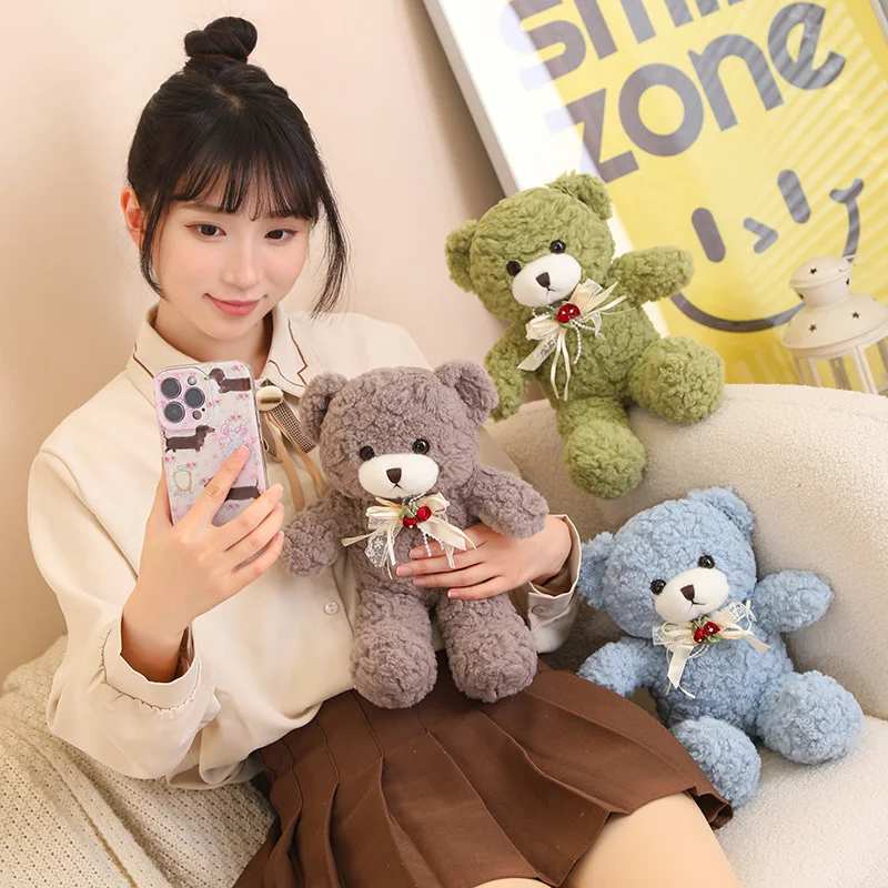 33CM Cute Bowknot Teddy Bear Plush Toy Stuffed Animal Bear Kawaii Birthday Gift for Kids Girls Boys Children Home Decor