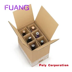 Custom  Wholesale 6 Bottles Red Wine Packaging Carton Box Custom Printed Shipping Whiskey Beer Corrugated packing box for small