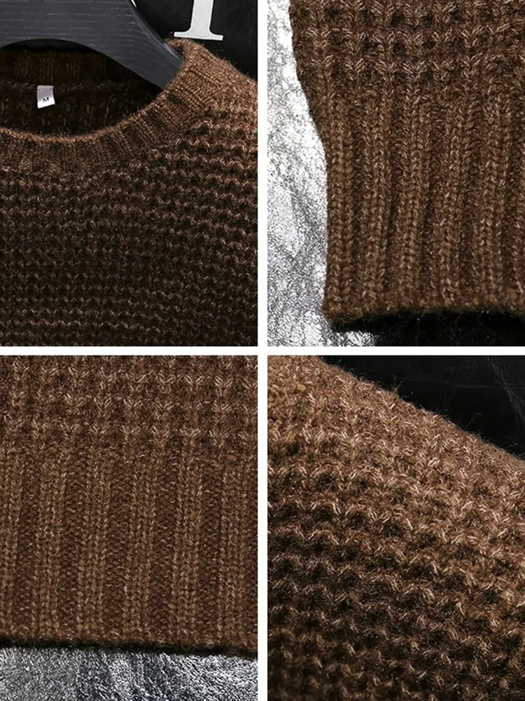 Autunno Inverno Nuovo originale manica lunga O-Collo Waffle maglione lavorato a maglia Cappotto pullover casual allentato giapponese moda uomo