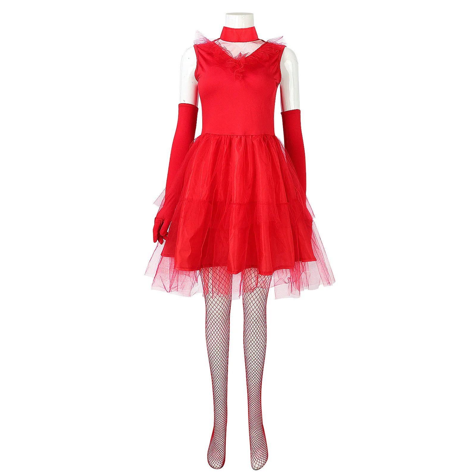 

Fulujiacos Lydia Cosplay Costume Lydia Red Wedding Dress Retro Lace Gown