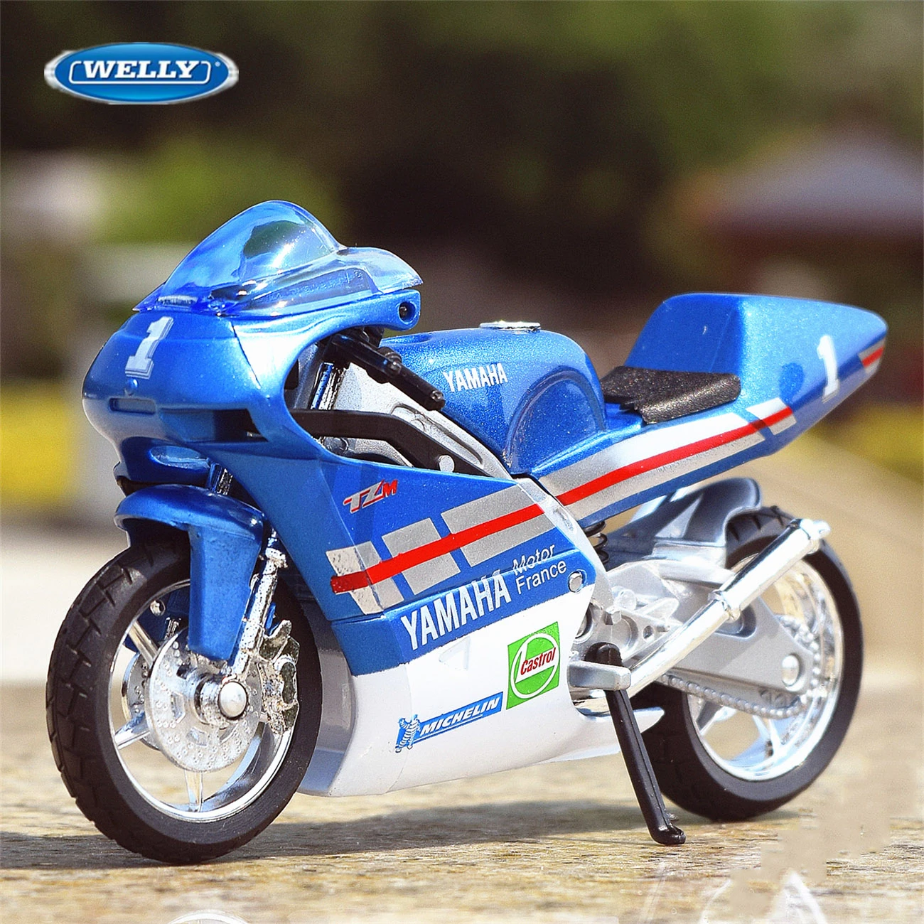 WELLY 1:18 YAMAHA TZ250M Alloy Racing Motorcycle Model Simulation Diecast Metal Toy Motorcycle Model Collection Toy For Boy Gift