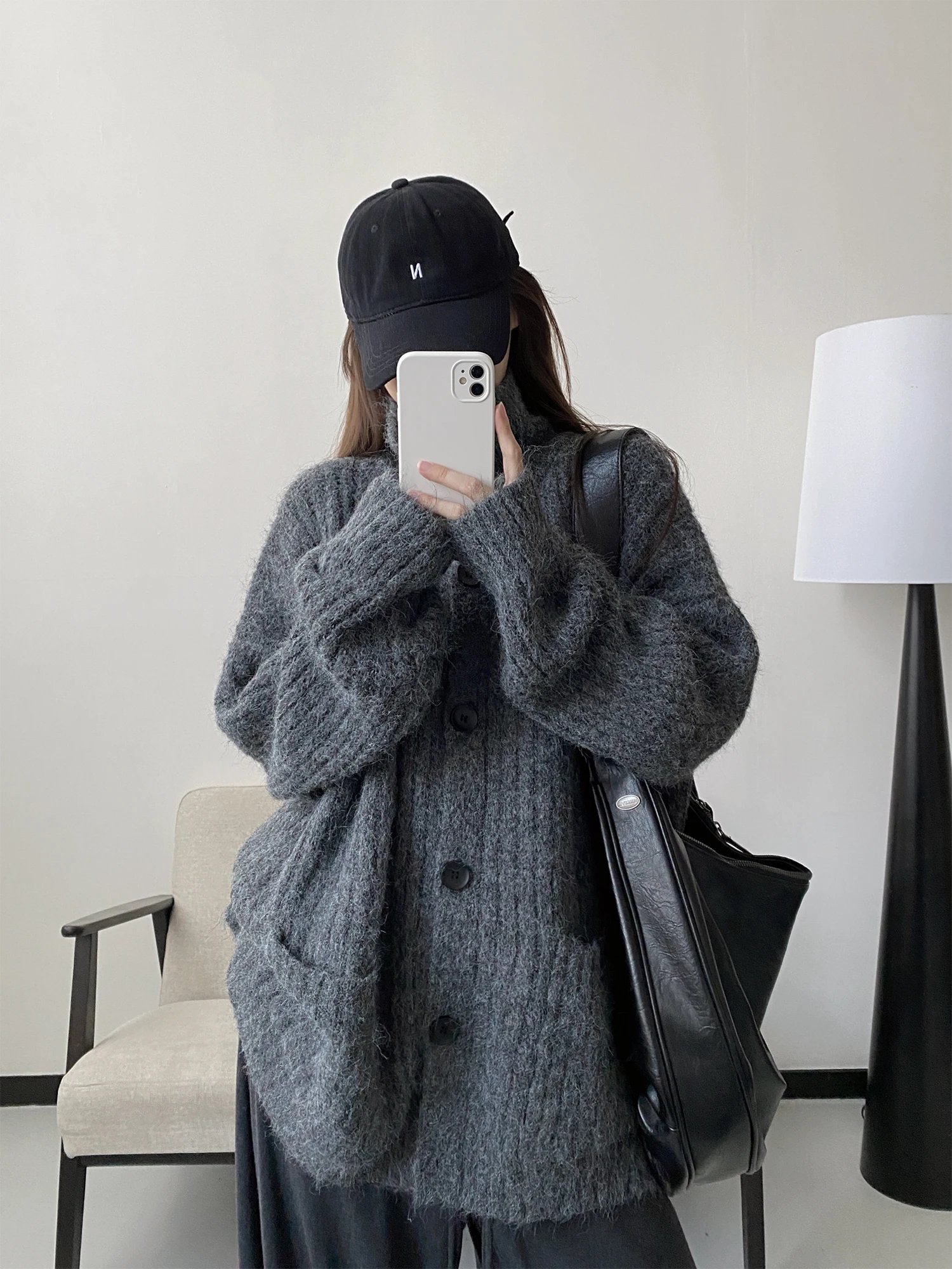 

Женский свитер-пальто SunYeo в корейском стиле, с высоким воротником и пуговицами, утепленный, мягкий, теплый, для весны и осени, длинный