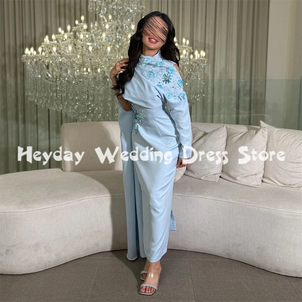 

Heyday женские вечерние платья с высокими 3D цветами из бисера и длинными рукавами до щиколотки, вечерние элегантные платья 2025