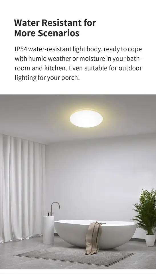 الإصدار العالمي Yeelight Smart Ceiling Light RGB مع اتصال Wifi وقوة 18 واط/21 واط وقابلية التعتيم ودرجة حرارة لون 2700-6500K وتحكم صوتي ذكي يعمل مع Mihome - 5
