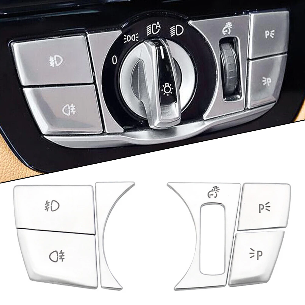 6Pcs/set Headlight Switch Buttons Trim Cover Decoration For BMW 5 Series G30 G31 2018-2022 Interior Stickers Car Styling