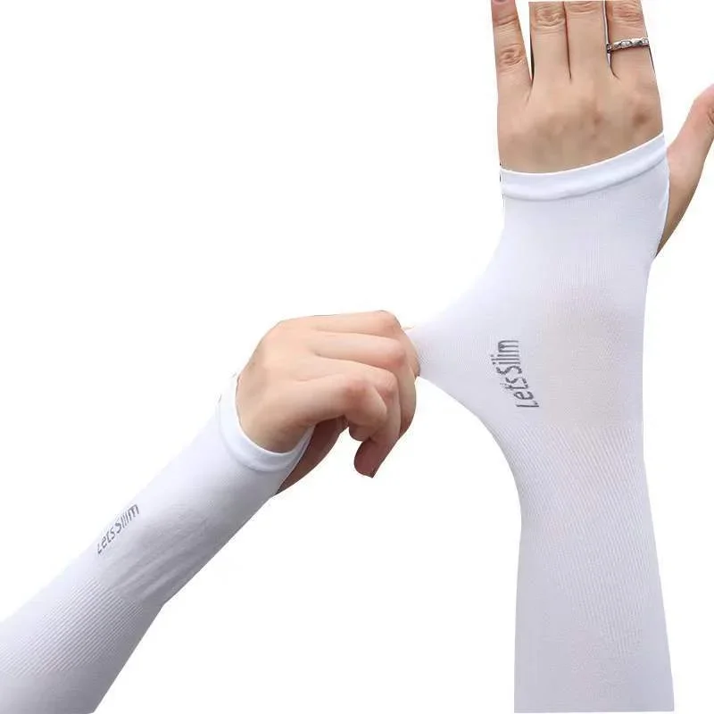 Long Gloves Sun UV Protection Hand Protector Cover Arm Sleeves Ice Silk Sunscreen Sleeves Outdoor Arm Warmer Half Finger Sleeves