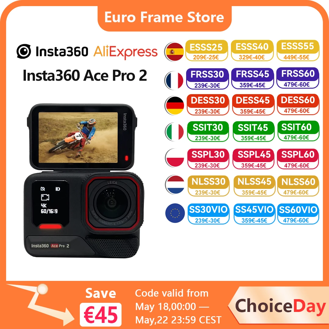 Cámara de acción Insta360 Ace Pro 2 8K resistente al agua, chips duales de IA, sensor de 1/1.3 pulgadas AcePro 2 Nueva