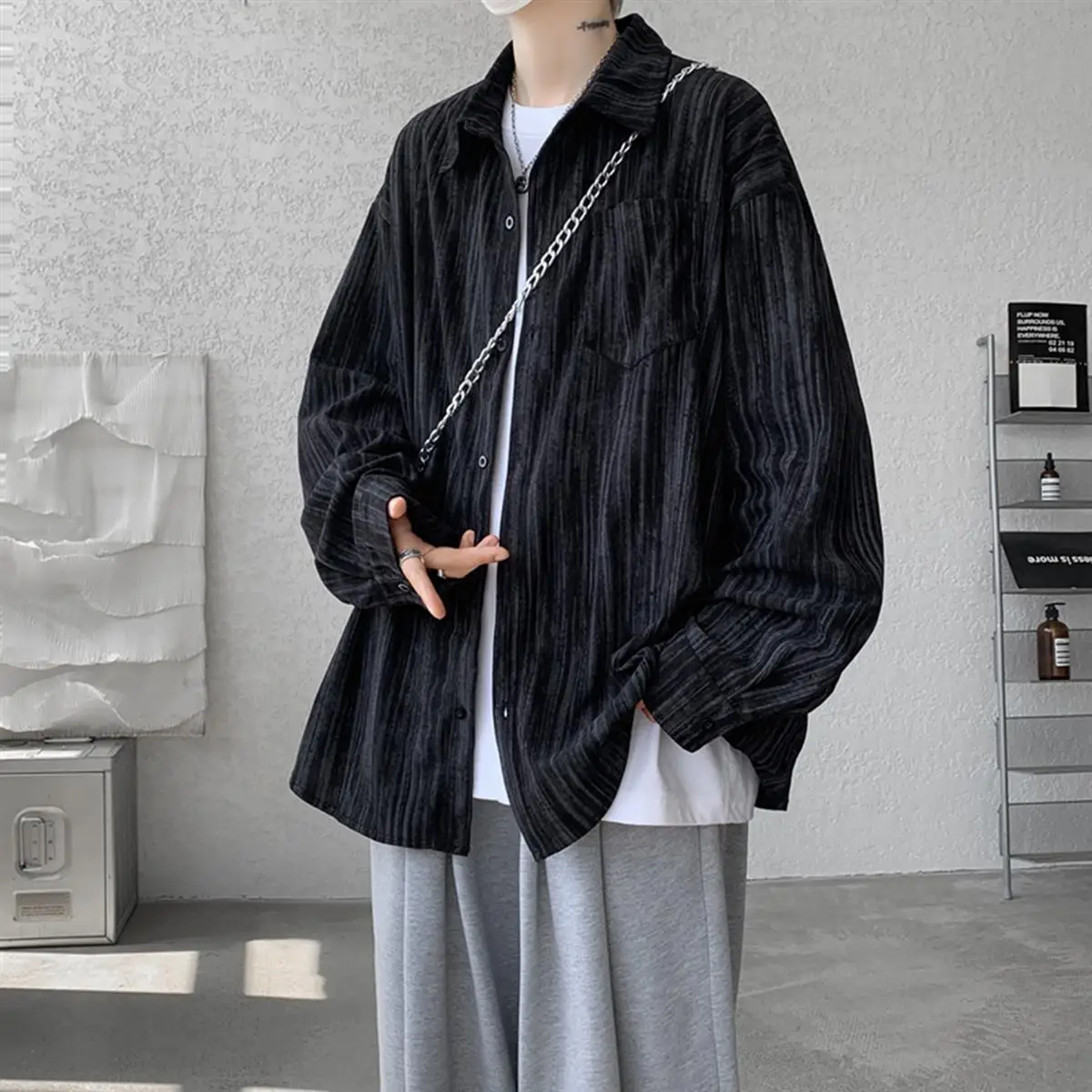 

Tie-dye shirt men's high-end fashion brand long-sleeved shirt spring and autumn jacket men oversize