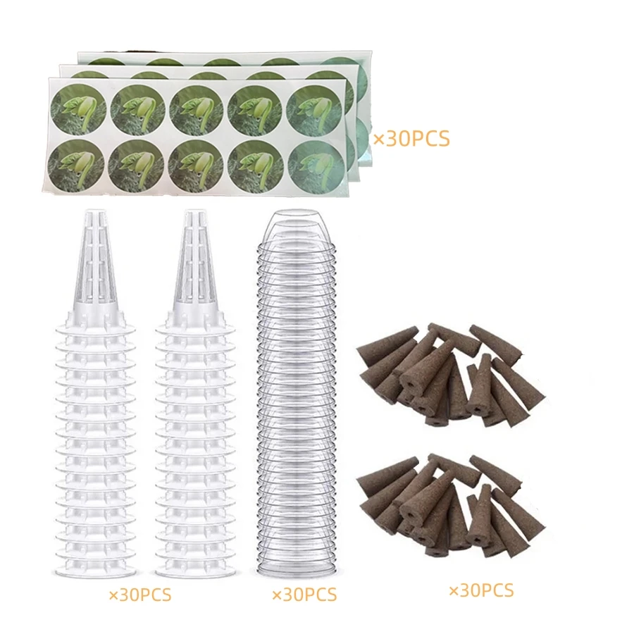 

120Pcs Hydroponic Garden Accessories Starter Kit Include 30PCS Grow Baskets 30PCS Plant Sponges 30 PCS Labels Stickers 30PCS Lid