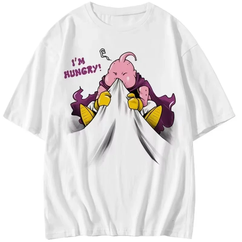 Dragon Ball Anime T-Shirt 2025, Sommer-Herren, neue lockere Version, Straßenkleidung, lässig, Majin Buu, Cartoon, bedruckt, Eltern-Kind-Top